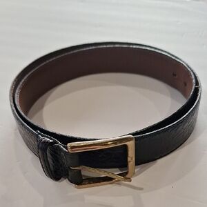 Torino Leather Co. Italian Kipskin Men's Black Belt  W/ Solid Brass Buckle 36